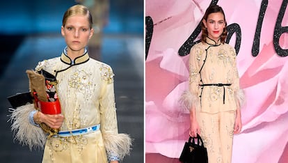 Prada recoge su interpretación en clave de lujo con plumas de marabú y pedrería. Celebrities como Alexa Chung ya se ha dejado ver con uno de los diseños de esta primavera.