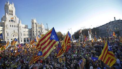 Manifestació independentista catalana a Madrid, el 16 de març.
