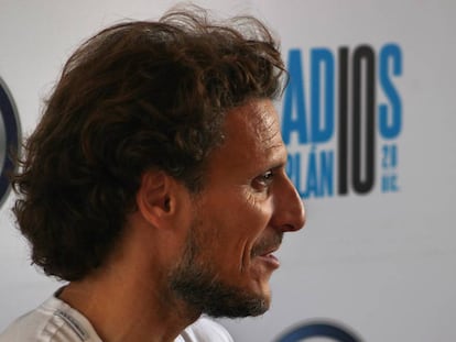 Diego Forlán, antes de su partido de despedida como futbolista. 