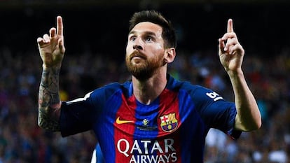 Messi celebra su gol al Alav&eacute;s.