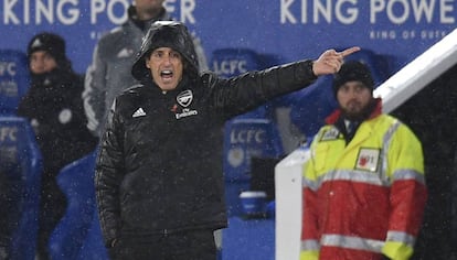 Unai Emery, este sábado en el King Power.