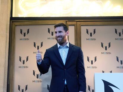 El futbolista Lionel Messi en la presentació de la seva col·lecció de roba a Barcelona.