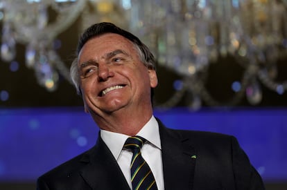 Jair Bolsonaro habla durante un evento en Florida, en 2023.