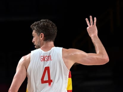 Pau Gasol durante el partido contra Eslovenia en la fase de grupos de los Juegos Olímpicos.