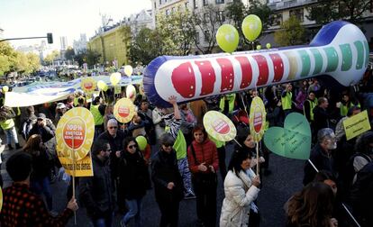 Ambiente en el centro de Madrid durante la 'Marcha mundial por el clima'.