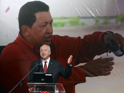 El exministro de Petróleo de Venezuela Rafael Ramírez, durante un discurso en la sede de PDVSA de Caracas en mayo de 2013.