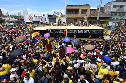 La protesta en Cali, Colombia, el primero de mayo.