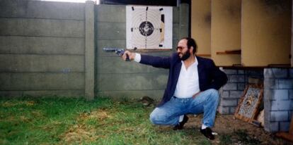 Imad Eddin Barakat, known as “Abu Dahdah”, pictured with a revolver at a firing range. Dahdah was sent to prison for his involvement in the 11-M attacks.