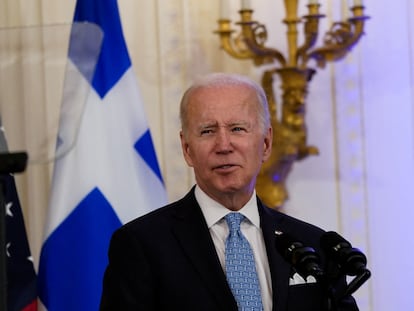 Joe Biden, this Monday at the White House at a reception for the Greek Prime Minister, Kiriakos Mitsotakis.