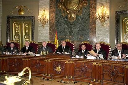 Parte de la Sala del Supremo durante la prueba testifical de ayer.