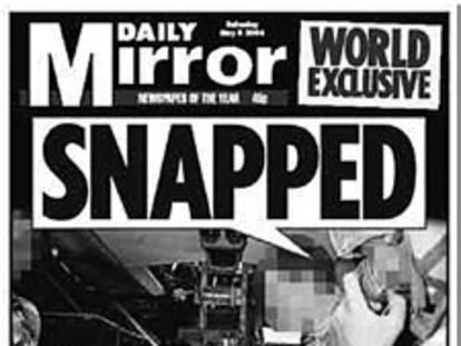 Portada del <i>Daily Mirror</i> con una imagen de malos tratos a un detenido.