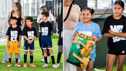 Participants of the youth soccer tournament, ages 11 to 13, in Brooklyn, organized by the 'No ICE in the cup' initiative.