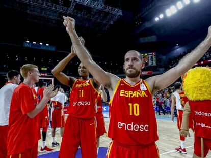 Quino Colom celebra la victoria ante Letonia