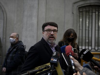 El diputado de ERC Joan Josep Nuet, este miércoles, a las puertas del Tribual Supremo.