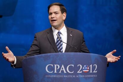 El senador Marco Rubio durante un discurso en Washington.