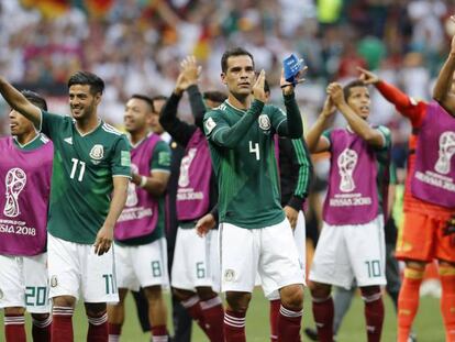 El equipo mexicano, tras el partido con Alemania. 