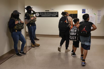 Tribunal de inmigración en Nueva York, Nueva York, Estados Unidos, 18 de junio de 2025.
