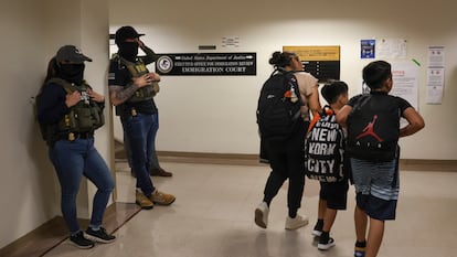 Tribunal de inmigración en Nueva York, Nueva York, Estados Unidos, 18 de junio de 2025.