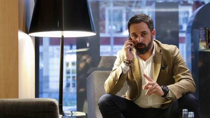 Santiago Abascal, líder de Vox, durante la reunión de la ejecutiva del partido en Madrid.