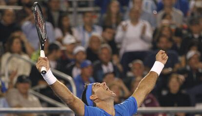 Del Potro celebra su triunfo ante Kudla.