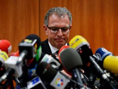 Carsten Spohr, este miércoles en Barcelona durante la rueda de prensa.