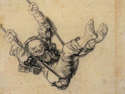 &#039;Viejo en un columpio&#039;, dibujo de Goya datado entre 1826 y 1828. 