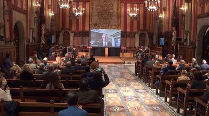 Don Winslow durante la recepción, el jueves, del Premio Pepe Carvalho en Barcelona.