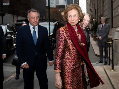 La reina Sofía, este jueves en Nueva York.