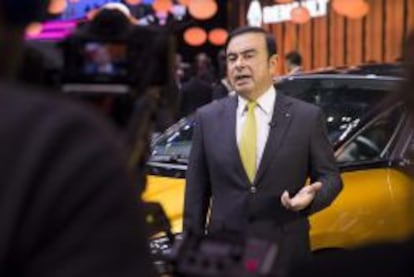 El presidente y consejero delegado de la alianza Renault-Nissan, Carlos Ghosn, en el Salón del Automóvil de Ginebra.