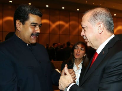 O presidente venezuelano, Nicolás Maduro, na quarta-feira com seu homólogo turco, Recep Tayyip Erdogan.