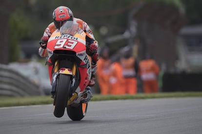 M&aacute;rquez, ayer en el circuito de Sachsenring.
 