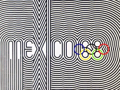Uno de los desarrollos del logotipo de los Juegos de México.