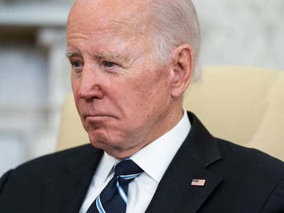 El presidente de EE UU, Joe Biden, durante una reunión el viernes en el Despacho Oval con el primer ministro japonés, Fumio Kishida.