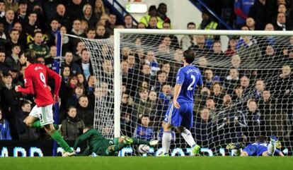 Michu, en el momento del gol al Chelsea.