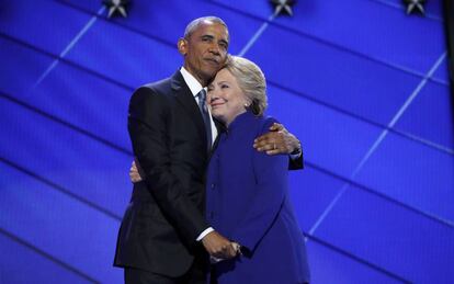 Obama y Clinton, en la convención demócrata.