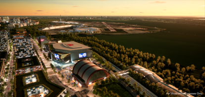 Una ilustración del complejo proyectado por Monumental Sports en Virginia que acogerá a los Wizards de la NBA y los Capitals de la NHL.