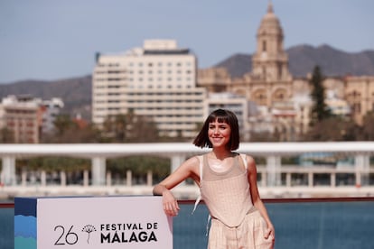 Aura Garrido, durante la presentación de la película 'Alguien que cuide de mí' en Málaga.