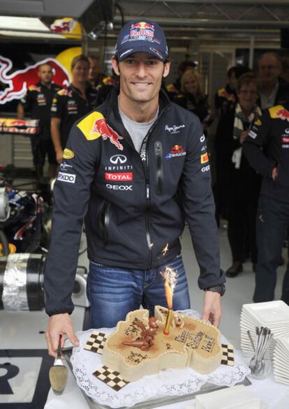 Webber celebra su cumpleaños en Bélgica.