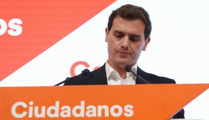 Albert Rivera anuncia su dimisión, este lunes.