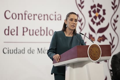 Claudia Sheinbaum durante la conferencia matutina en Palacio Nacional.
