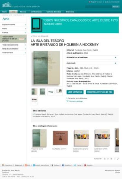 Un ejemplo de resultado de búsqueda: catálogo de la exposición de 2012 que la Fundación Juan march dedicó al arte británico.
