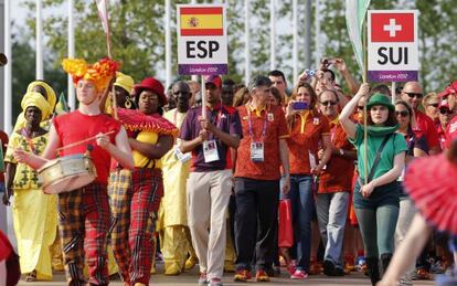 Miembros de la delegación española, hoy en la Villa.