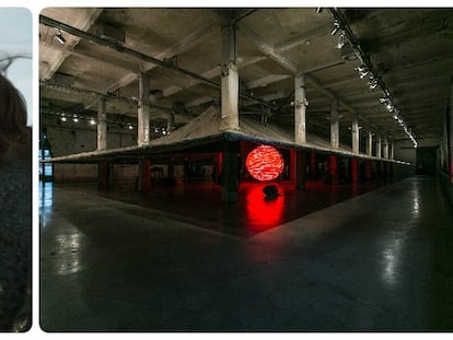 La obra 'Mauthausen, la voz de mi abuelo'. Fotograma de la película 'La educación sentimental'. Pista de baile del Matadero diseñada por el artista Guillermo Santomà.