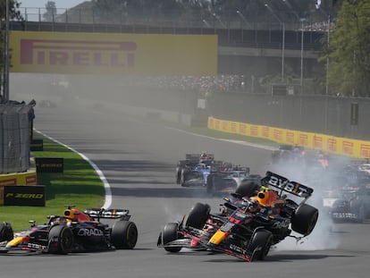 Accidente de Checo Pérez en la primera vuelta del Gran Premio de México.