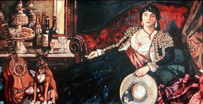 El cuadro<i> La cupletista,</i> pintado por José Gutiérrez Solana en 1927 (colección particular).