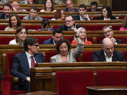 Salvador Illa, Alicia Romero y Raul Moreno, en un momento del Pleno. / PARLAMENT