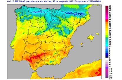 Previsión de máximas para mañana.