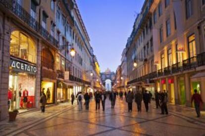 La Rua Augusta, una de las calles comerciales de la Baixa lisboeta.