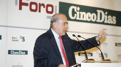 El secretario general de la OCDE, &Aacute;ngel Gurría, durante su intervención en el Foro Cinco Días