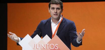 Albert Rivera, presidente de Ciudadanos, en su discurso de apertura del congreso nacional de Ciudadanos.